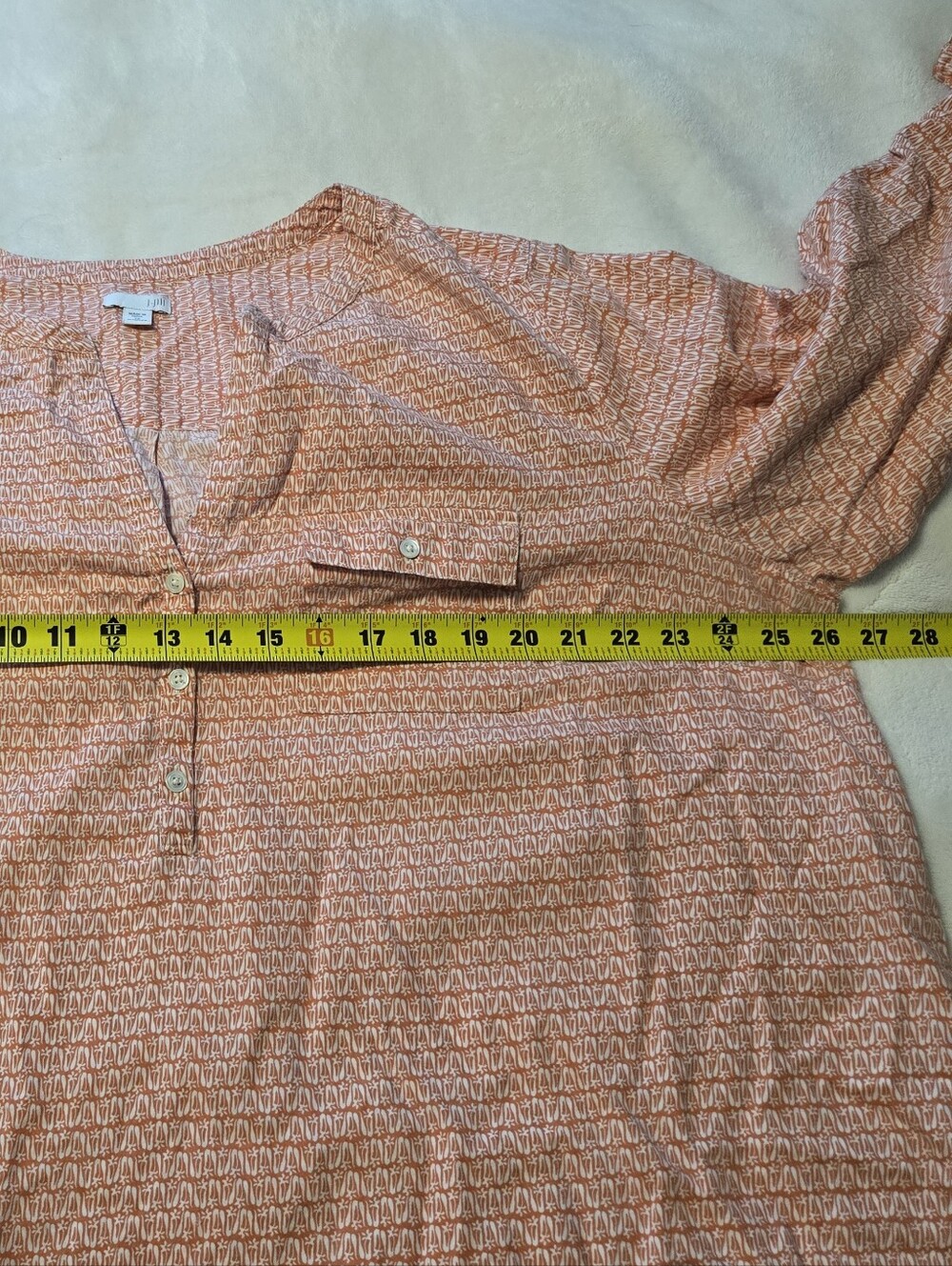J. Jill Coral Geometric Print Popover Tunic Blouse 100% Cotton Size 2x - Picture 12 of 12